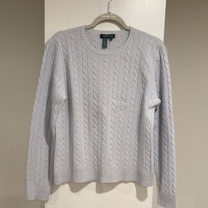 Ralph Lauren ice blue cable knit crewneck pullover sweater in size large